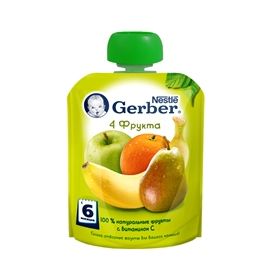 ?Пюре детское Gerber 4 фрукта 90г д/п