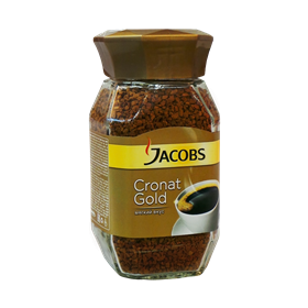 Coffee Jacobs Cronat Gold instant Бренд: jacobs Пищевая ценность на 100г Белки: 14.6 грамм Жиры: 0.1 грамм Углеводы: 10.3 грамм Калорийность: 101.0 кКал Производитель: Монделис Германия Продакшн ГмбХ& Ко, Германия, 28199, Бремен, Лангемаркштрассе, 4-20 Нормативы: ТУ У 15.8-00382220-003-2004 Состав: кофе 100 % натуральный, растворимый, сублимированный.